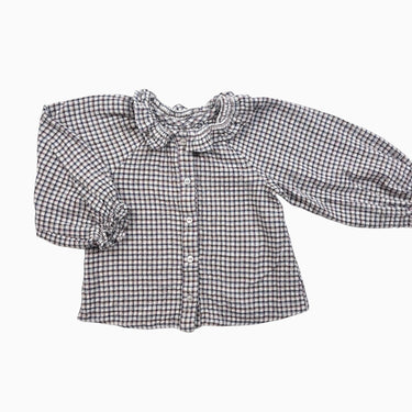 Blouse à col frisé à carreaux 4Y