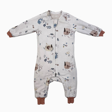 Combi style gigoteuse en lyocell et coton bio 'animaux de la forêt' 6-18M