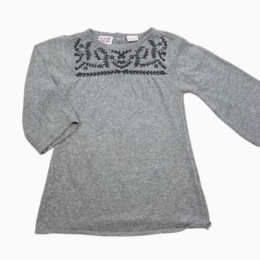 Robe grise en tricot avec broderie 2-3Y