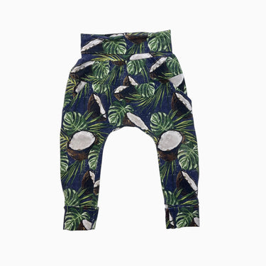 Pantalon évolutif marine 'noix de coco' en coton et spandex 6-36M