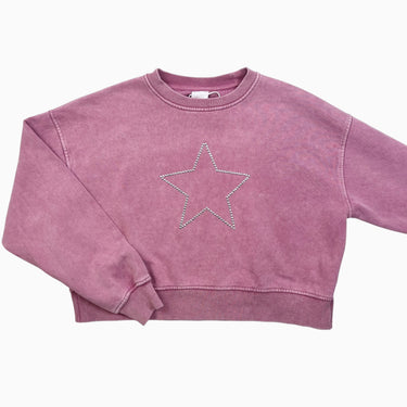Pull rose étoile clouté 11-12Y