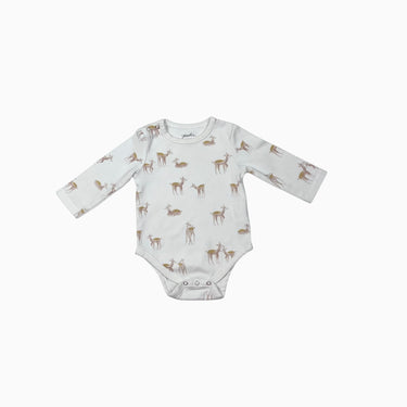 Cache-couche crème en coton bio à imprimé biche 3-6M