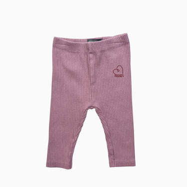 Legging rose cotelé coeur 6-9M