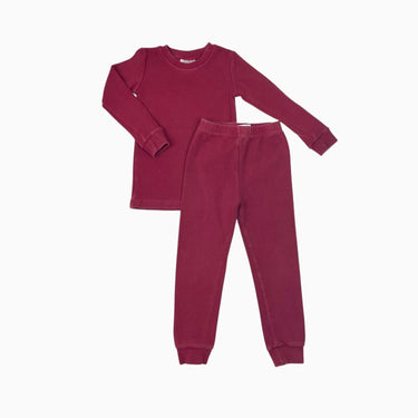 Pyjama rouge cerise en coton et spandex cotelé 4Y
