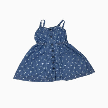 Robe en coton chambray à imprimé floral blanc XS (4-5Y)
