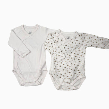 Duo de cache-couches manches longues rose très pâle et 'chèvre' 6M