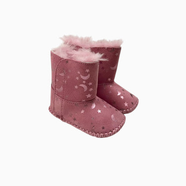 Bottines roses 'étoiles' doublées en mouton 0-1US