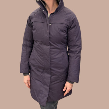 Manteau d'hiver violet avec fausse-fourrure pour femmes S