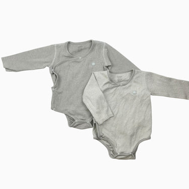 Duo de cache-couches à rayures grises 3-6M