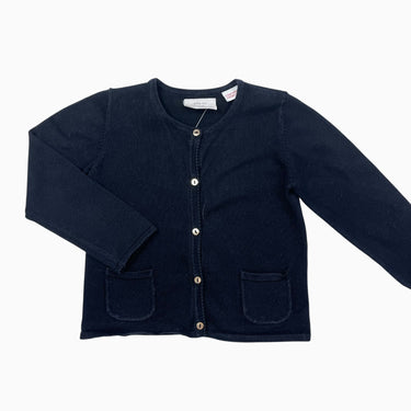 Cardigan noir en fin tricot coton 2-3Y