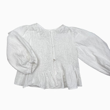 Blouse blanche en coton et viscose avec smock 4-5Y