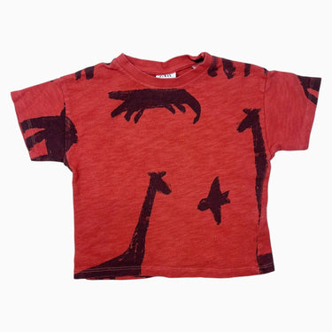 T-shirt rouge 'girafes' 6-9M