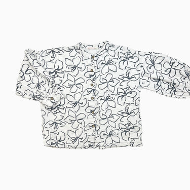 Chemise à col mao blanche fleuri 'hibiscus' en mousseline 6Y