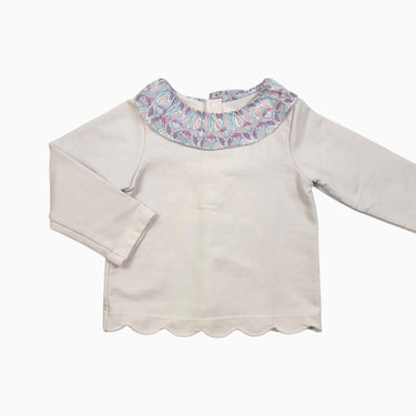 Pull rose à col fleuri 'liberty' 36M