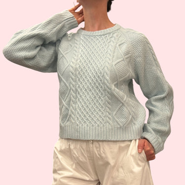Pull bleu poudre laine, nylon et coton pour femmes L