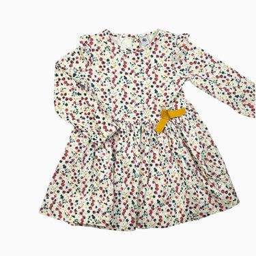 Robe vanille 'coquelicots' en mousseline doublée 5Y