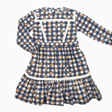 Robe à vichy marine avec fleurs 4Y