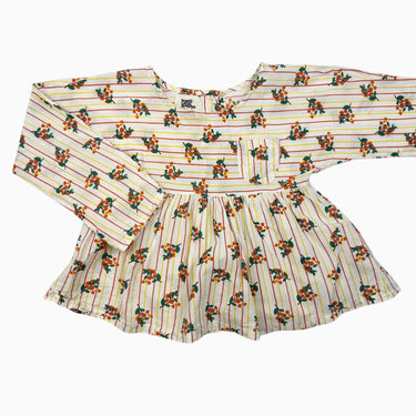 Blouse à rayures et fleurie rouges et jaunes 4Y