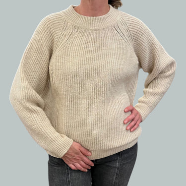 Pull d'allaitement beige en tricot de laine et poly pour femmes S