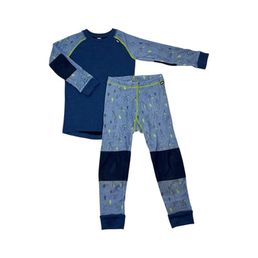 Ensemble sous-couche gris et marine en laine de mérinos et polypropylène 4Y
