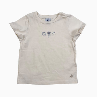 T-shirt vanille 'chat,fleur et coeur' 3Y