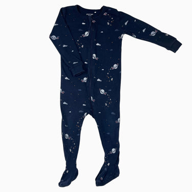 Pyjama bleu marine en coton à imprimé traîneau du Père-Noel 18M