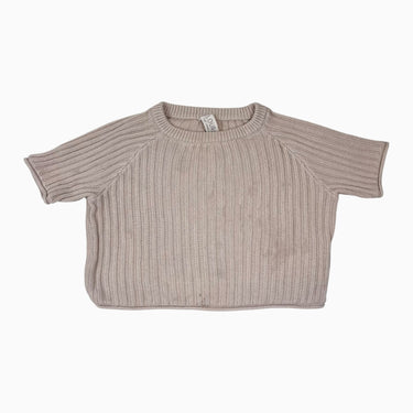 Pull vanille en tricot de coton cotelé 1Y