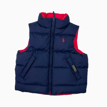 Veste sans manche marine réversible rouge en duvet 2Y