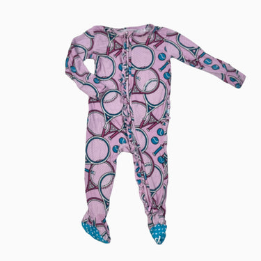 Pyjama rose 'raquettes de tennis' avec froufrou en bambou et spandex 12-18M