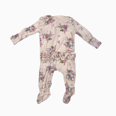 Pyjama rose pâle fleuri avec froufrou 0-3M