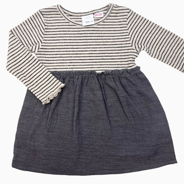 Robe à rayures anthracite en poly et viscose 12-18M