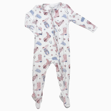 Pyjama blanc 'cowboys' en bambou et spandex 9-12M