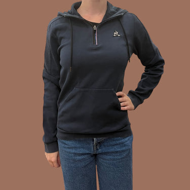 Pull marine à capuchon et demi-zip en coton et poly pour femmes XS ou 12Y