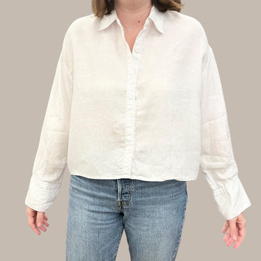 Chemise blanche en lin pour femmes XL