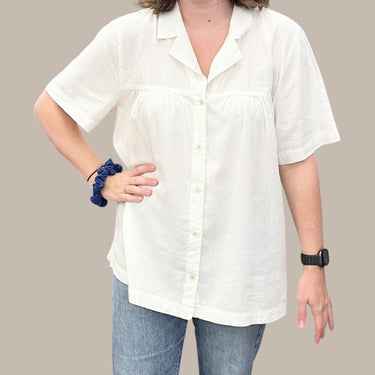 Blouse 'Callisto' blanche en lin et rayonne pour femmes L