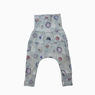 Pantalon bleu en rayonne de bambou et coton 'planètes' 6-12M