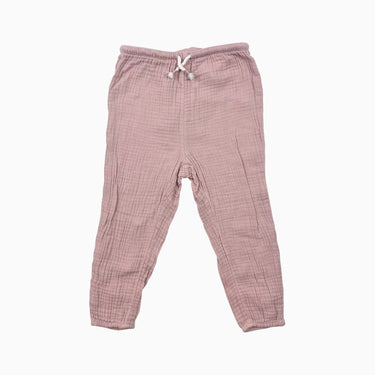 Pantalon rose en mousseline de coton bio 2-3Y
