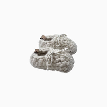 Pantoufles blanches en tricot de laine 'loafers' 13,5CM 12-18M