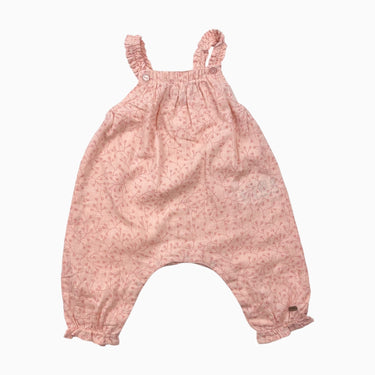 Salopette rose flamant en coton imprimé feuillages 3M