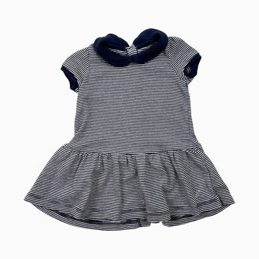 Robe en coton marine à rayures et col claudine 6M