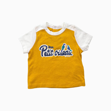 T-shirt dijon et blanc oiseau 6M