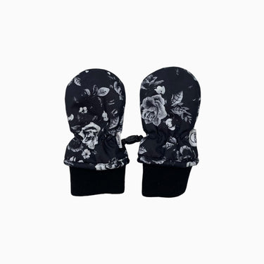 Mitaines noires fleuries doublées en polar 6-12M