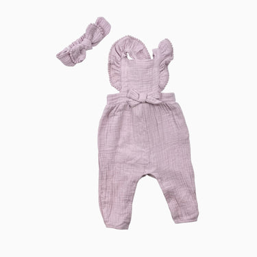 Salopette lilas en mousseline 3-6M