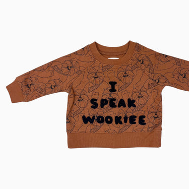 Pull caramel en coton et poly 'I speak wookiee' 3-6M