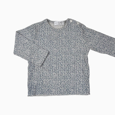 Chandail blanc à imprimé moucheté bleu en coton cotelé 9-12M