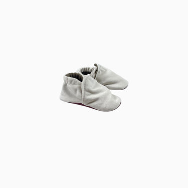 Moccassins crèmes en velours avec semelles rouges 10,5CM (3-6M)