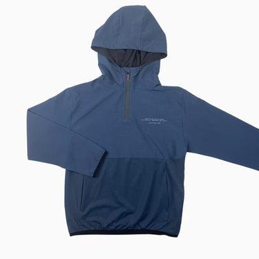 Chandail à capuchon demi-zip sarcelle en poly 9Y