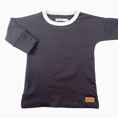 Chandail charcoal et ivoire en coton bio 6-18M