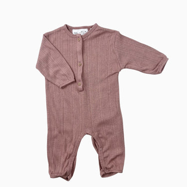 Pyjama vieux-rose en coton pointelle 3-6M
