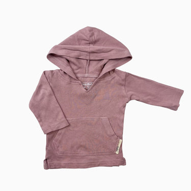 Pull rose à capuchon en coton bio 6-9M